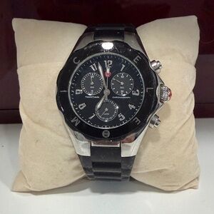 Michele Black and Silver Tahitian Jelly Chronograph Watch